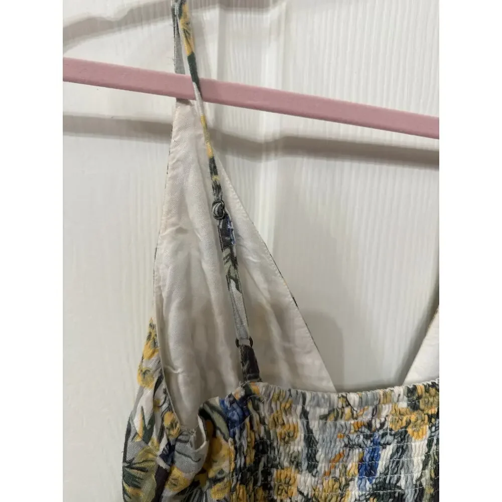 Abercrombie & Fitch Plunge Linen Blend Maxi Dress in Tropical Print, XS